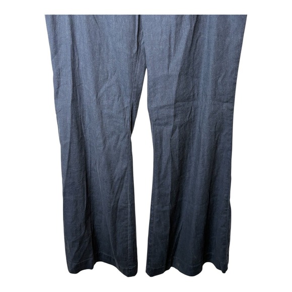 Anthropologie Wide Leg Linen Blend Marin Trousers Women Size 12 Navy Blue NWT - Picture 3 of 11